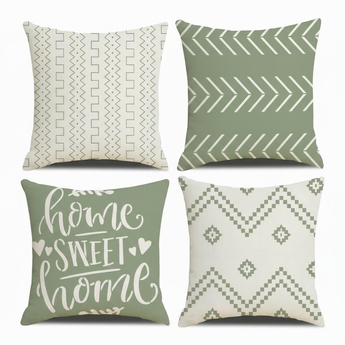 4-Delig Set Kissenbezagen, Farmhouse Kissenvulling, Lichtgroene Getextureerde Patchwork Kissenhoes Voor Bank, Stoel, Slaapkamer, Thuiswerk & Bank, Auto (Lichtgroen, 45×45cm (Pack of 4))
