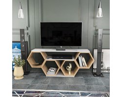 Tv-standaard - Mediabureau Entertainmentmeubel - Woonkamer Inrichten - Stijlvol Modern Design - 140 x 296 x 555 cm - Wit Sonomo