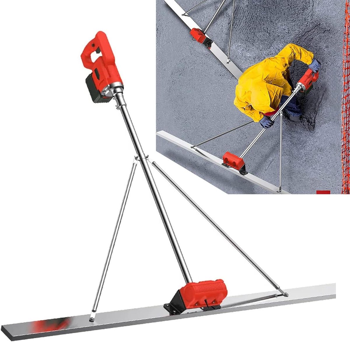 Beton Trilapparaat - Dekvloer Vibrator - Beton Afwerken - Draadloze Borstelloze Motor - 1.5 Meter Plaat - Grijs