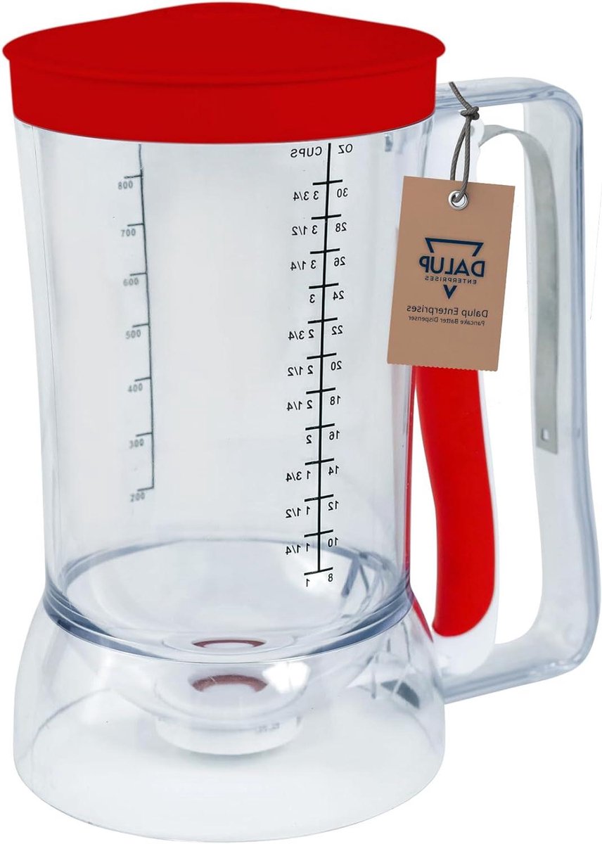 Beslag Dispenser - Pannenkoek Dispenser Cupcake Maker - Beslag Verdelen - Kindvriendelijk Ontwerp - 0.96 Liter - Rood