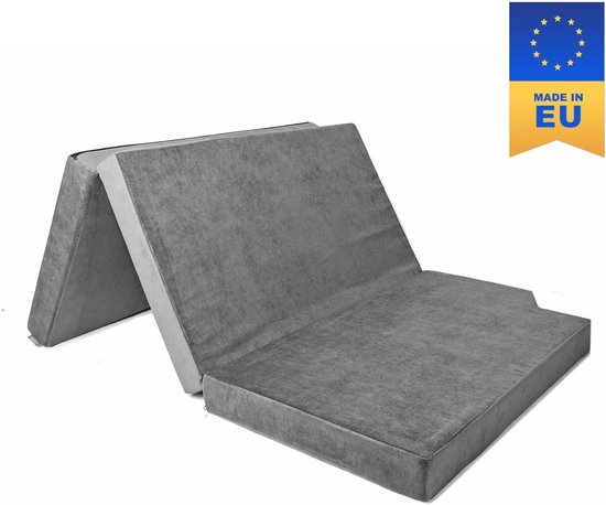 Vouwmatras Bus - Opvouwbaar Matras Kamperen - Comfortabel Slapen - Thermo-elastisch Visco-schuim - 190 x 142 x 10 cm - Donkergrijs — afbeelding 4