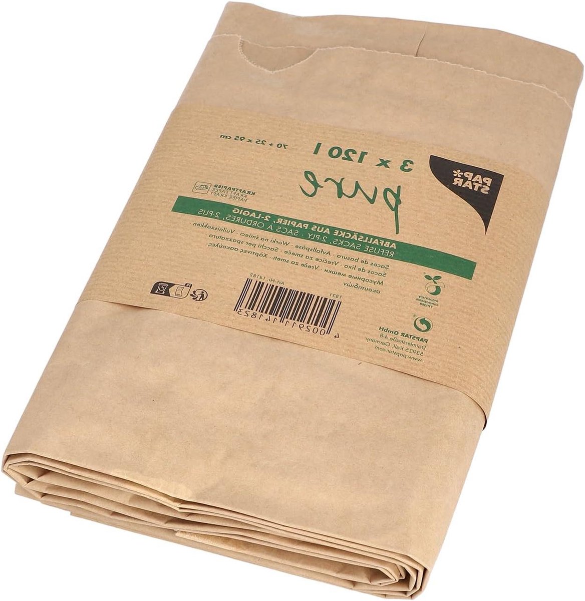 Compostzakken Papier - Afvalzakken Composteerbaar - Tuinafval Verwerken - Natte Bestand - 120 L 110 x 68 cm - Bruin