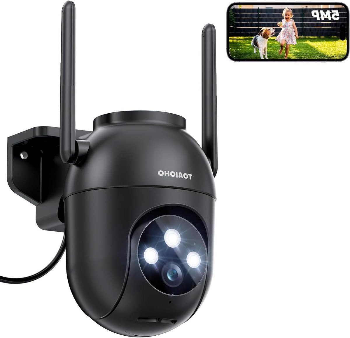 Bewakingscamera Buiten - IP Camera - Huis Beveiligen - 5MP Dubbel Band Wifi - 10x10x12 cm - Zwart