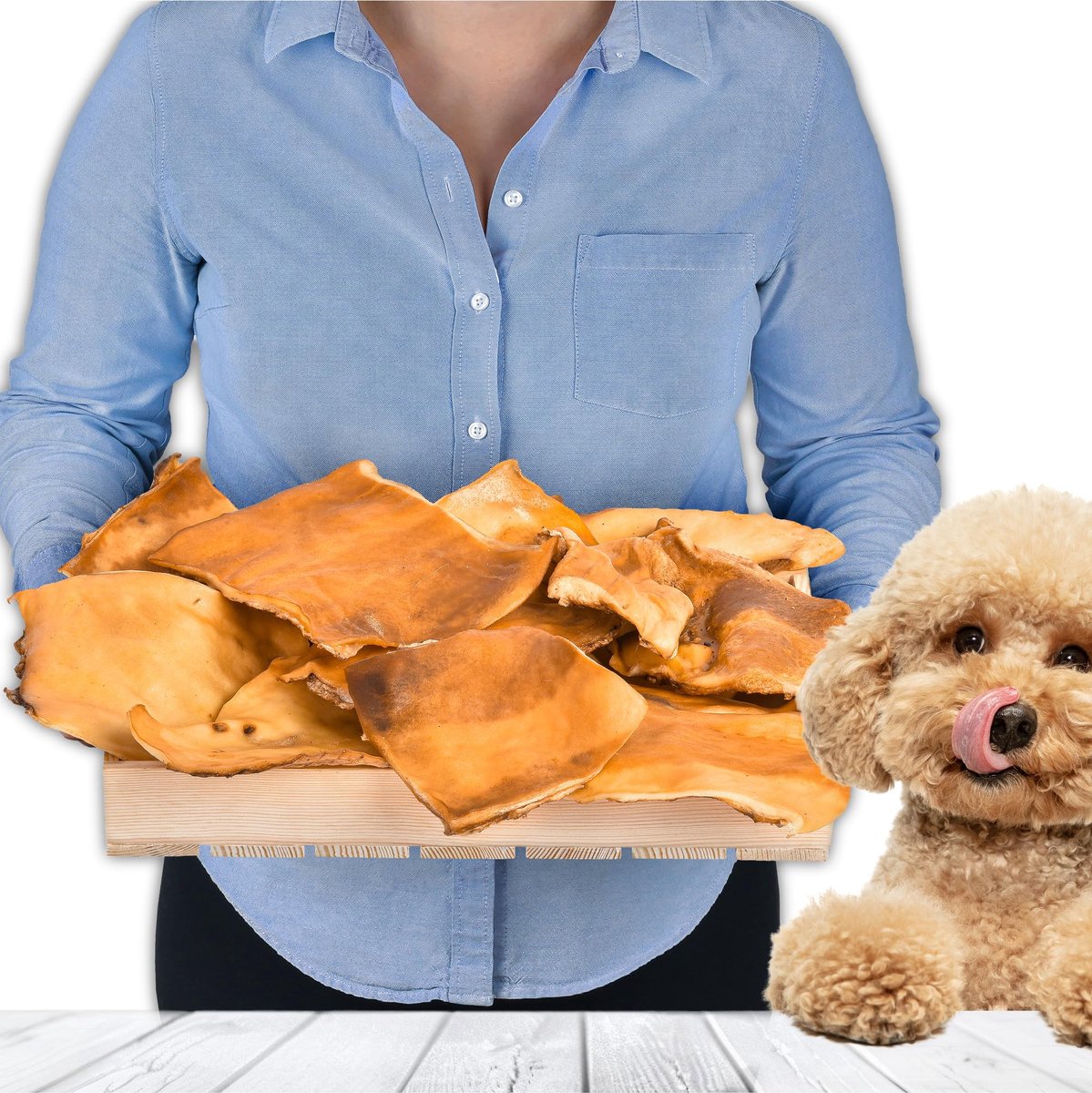 Rundhuid voor honden 1 kg (ongeveer 20-25 stuks) | Gedroogde rundhuid kauwartikelen | 100% natuurlijk | Luchtgedroogd | Graanvrij | Langdurig kauwplezier voor kleine en grote honden