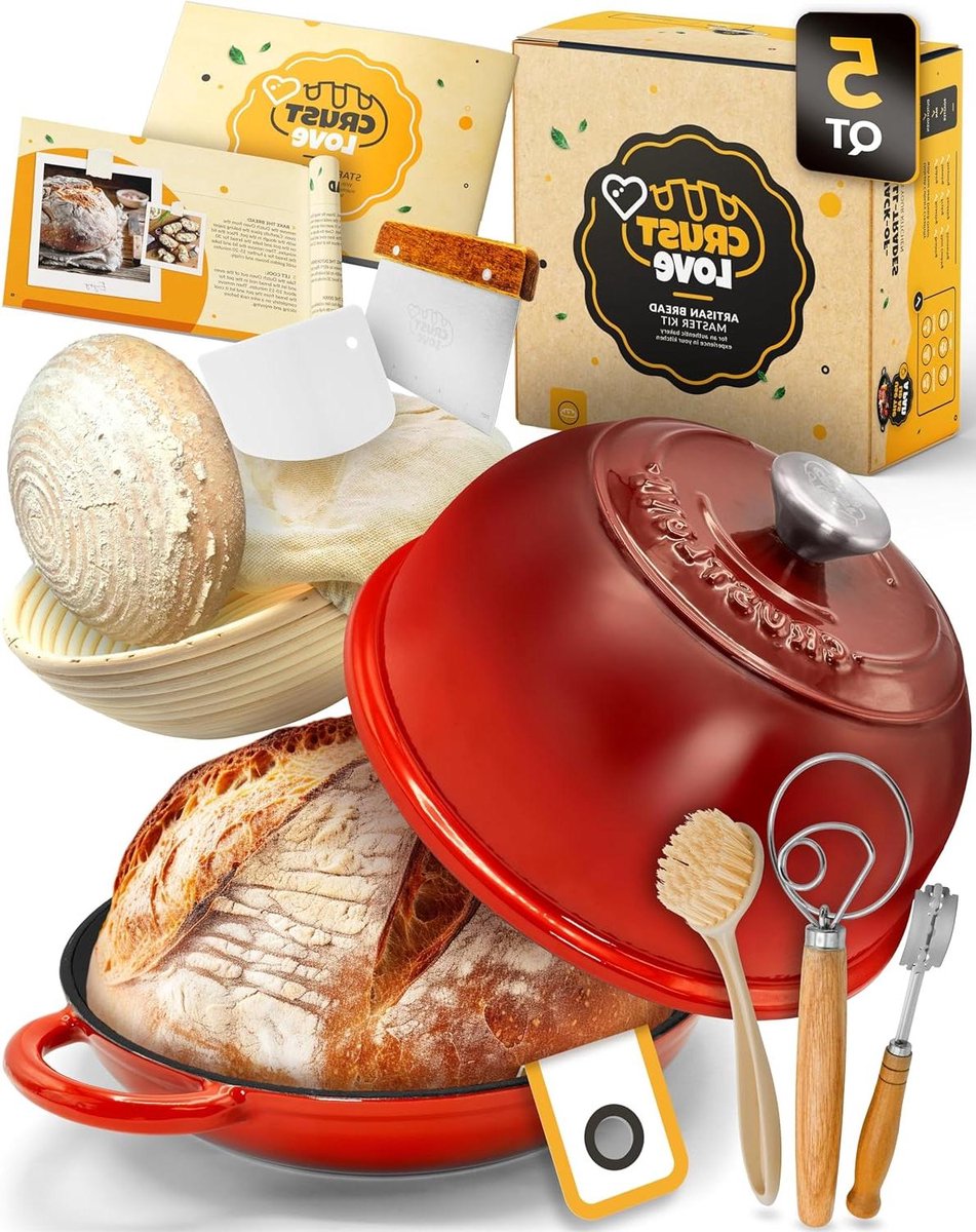 Gietijzeren Dutch Oven - Broodbakpan - Brood Bakken - Met Deksel - 11 Inch Diameter - Rood