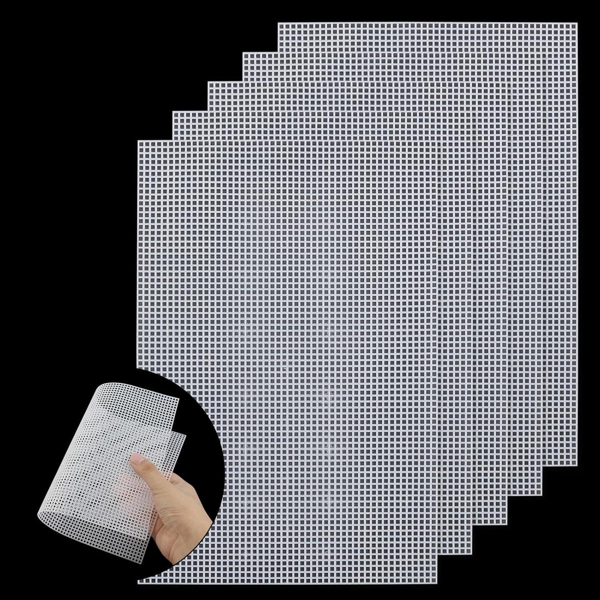 Kunststof Mesh Canvas - Borduurplastic Vellen - Doe-het-zelf Knutselen - Gladde Transparante Gaten - 30 x 20 cm - Wit