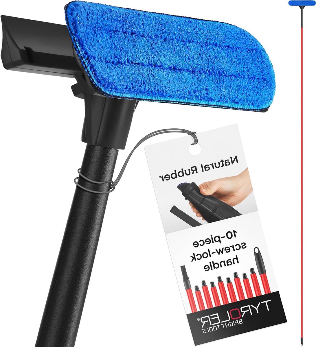 Raamreinigingsset - Raamwisser Rakel - Ramen Zemen - 2-in-1 Microvezel en Rakel - 38 m - Grijs
