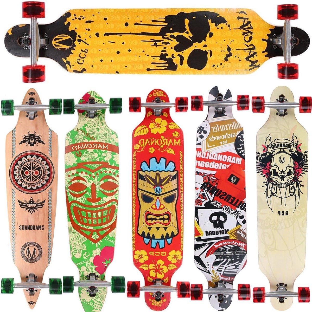 Longboard Drop Through Skateboard Cruiser Cruisen en skateboarden 9 Lagen Esdoornhout 104 cm Model Streetsurfer