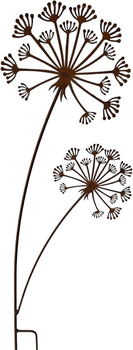 Tuinsteker Paardenbloem - Metalen Bloemen Decoratie - Tuin Aankleden - Roestlook Patina - 100 cm Hoog - Roestbruin