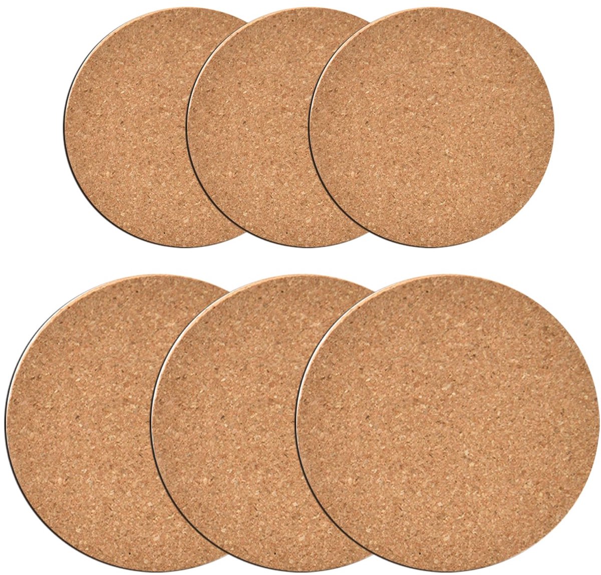 Set van 6 kurkmatten voor planten, ronde kurk, absorberende afstandhouders voor bloempotten, accessoires voor knutselprojecten