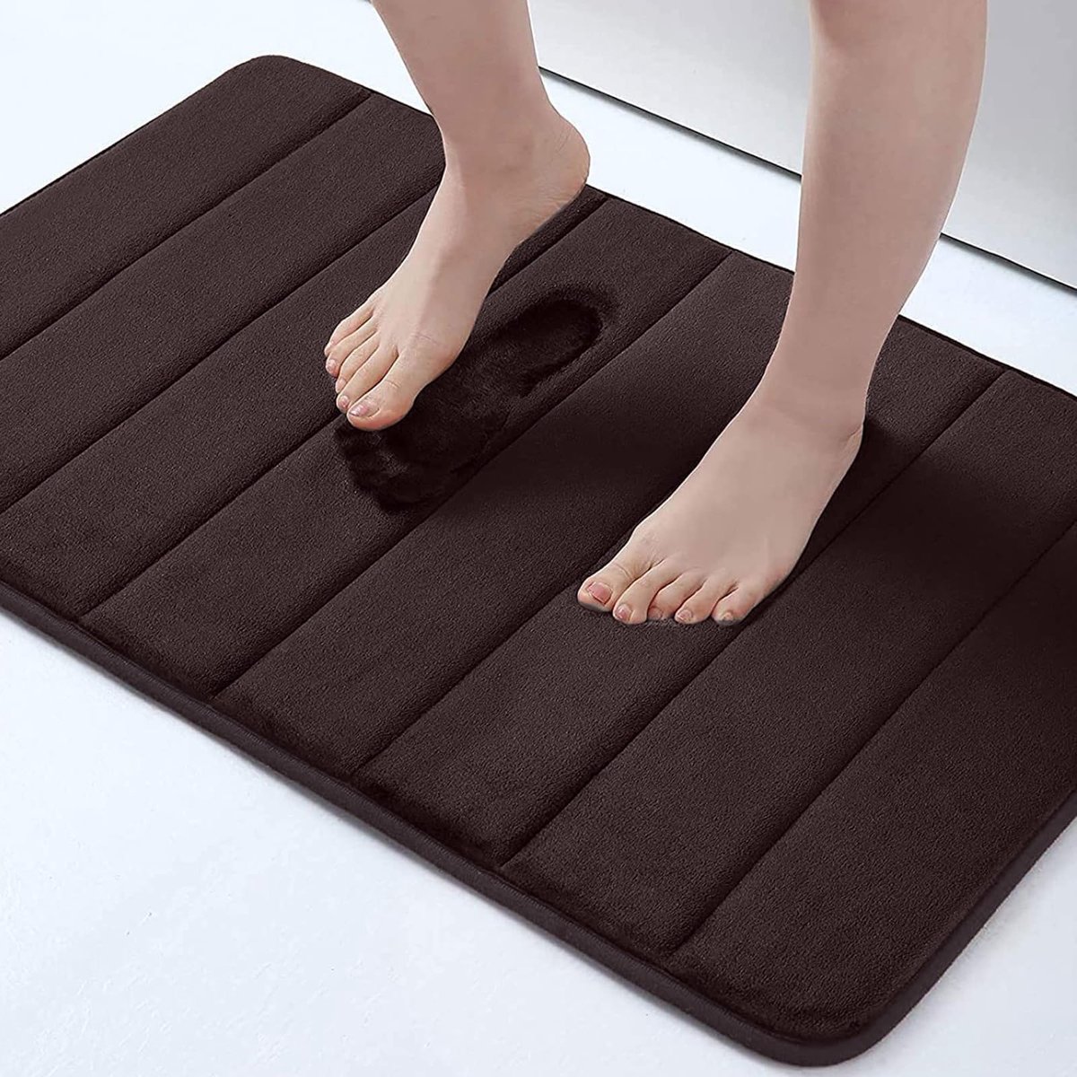 Badmat van traagschuim, absorberend, antislip, wasbaar, 40 x 60 cm, bruin