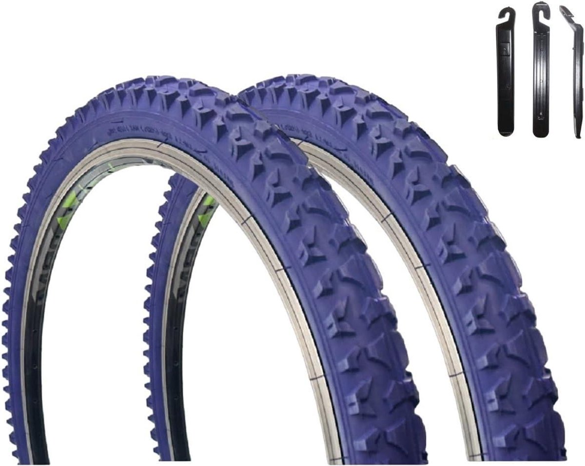 Fietsband 26 Inch - Banden Set - Fietsen Onderhoud - Met Bandenlichter - 26 x 2.125 - Donkerblauw