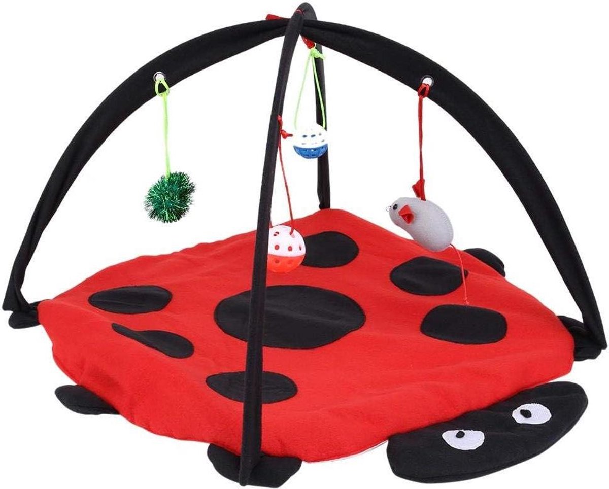 Katten Speelmat - Activiteitencentrum Kattenbed - Spelen en Rusten - Met 4 Hangende Speeltjes