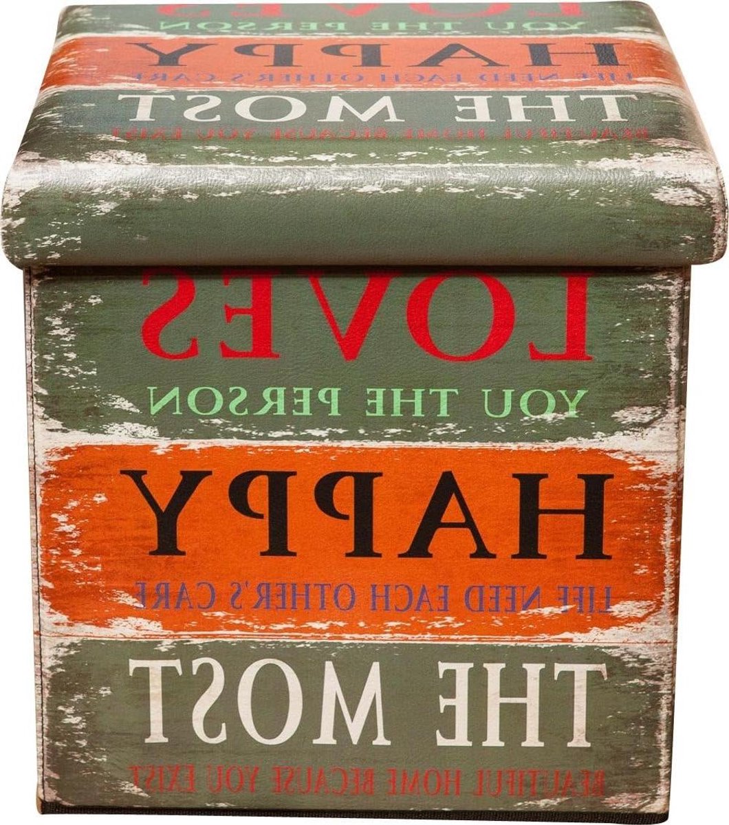 Opvouwbare Ottoman - Poef Opslag - Woonkamer Organisatie - MDF Structuur - 32x32x32 cm - Zwart