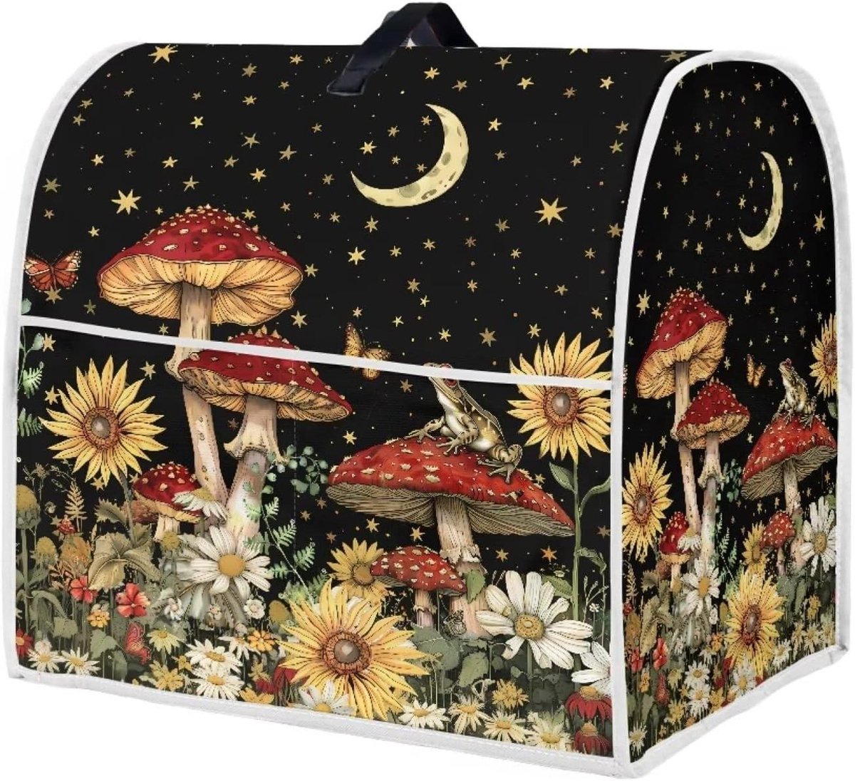 Mixerhoes - Keukenapparaathoes - Keuken Organisatie - Met Opbergvak - 6-8 liter - Zonnebloem Paddenstoel Print