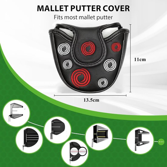 Golf Putter Headcover - Putter Hoes Golf - Bescherming Golfclubs - Magnetische Sluiting - 13 x 14 cm - Zwart van GOLF — afbeelding 3