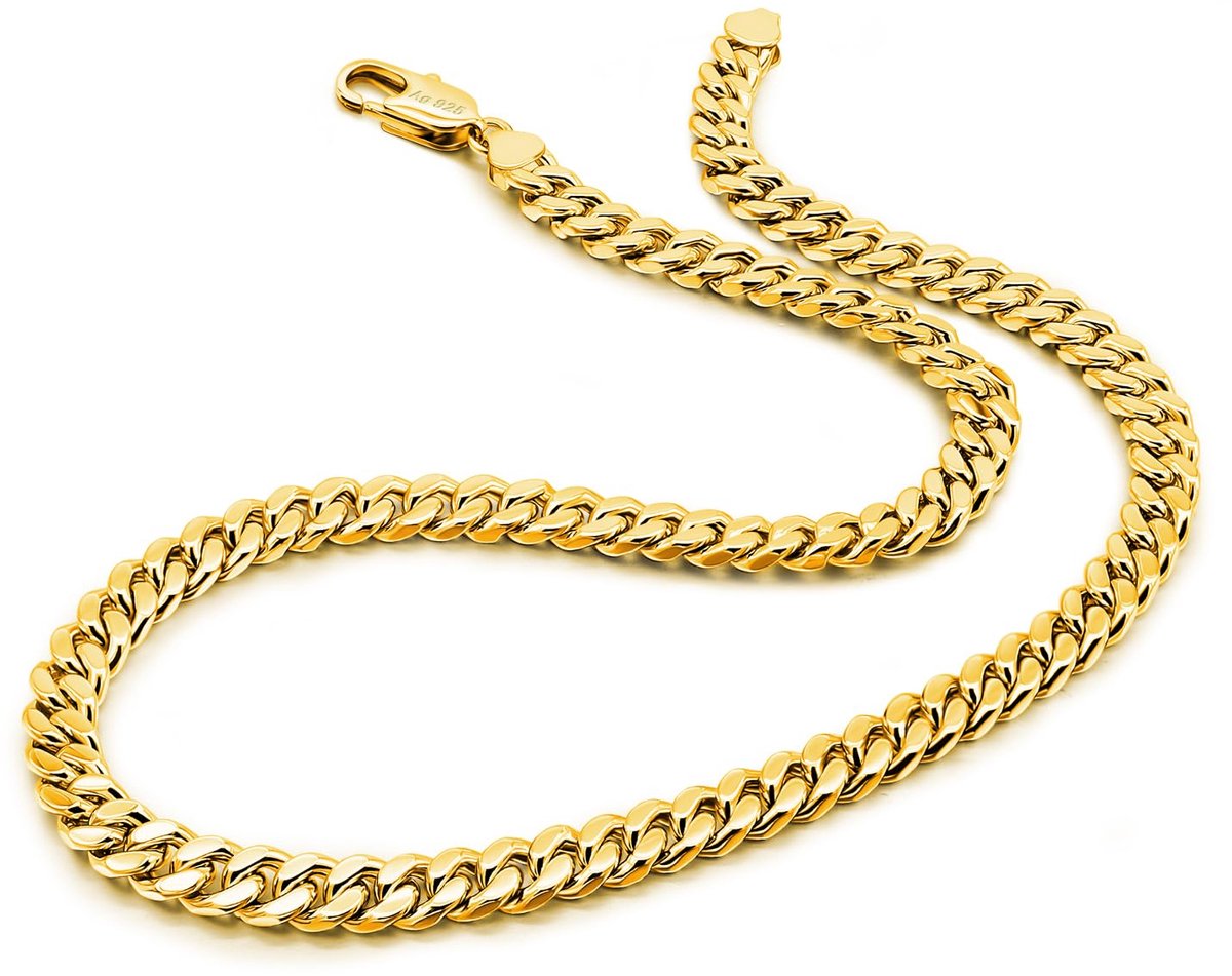 Cubaanse halsketting, breed, 8-10-12 mm, massief 925 zilver, Cubaanse ketting, gladde schakelketting en kaneel, 40,6 tot 76 cm, klassiek sieradencadeau, rock, punk, hiphop, Miami voor heren
