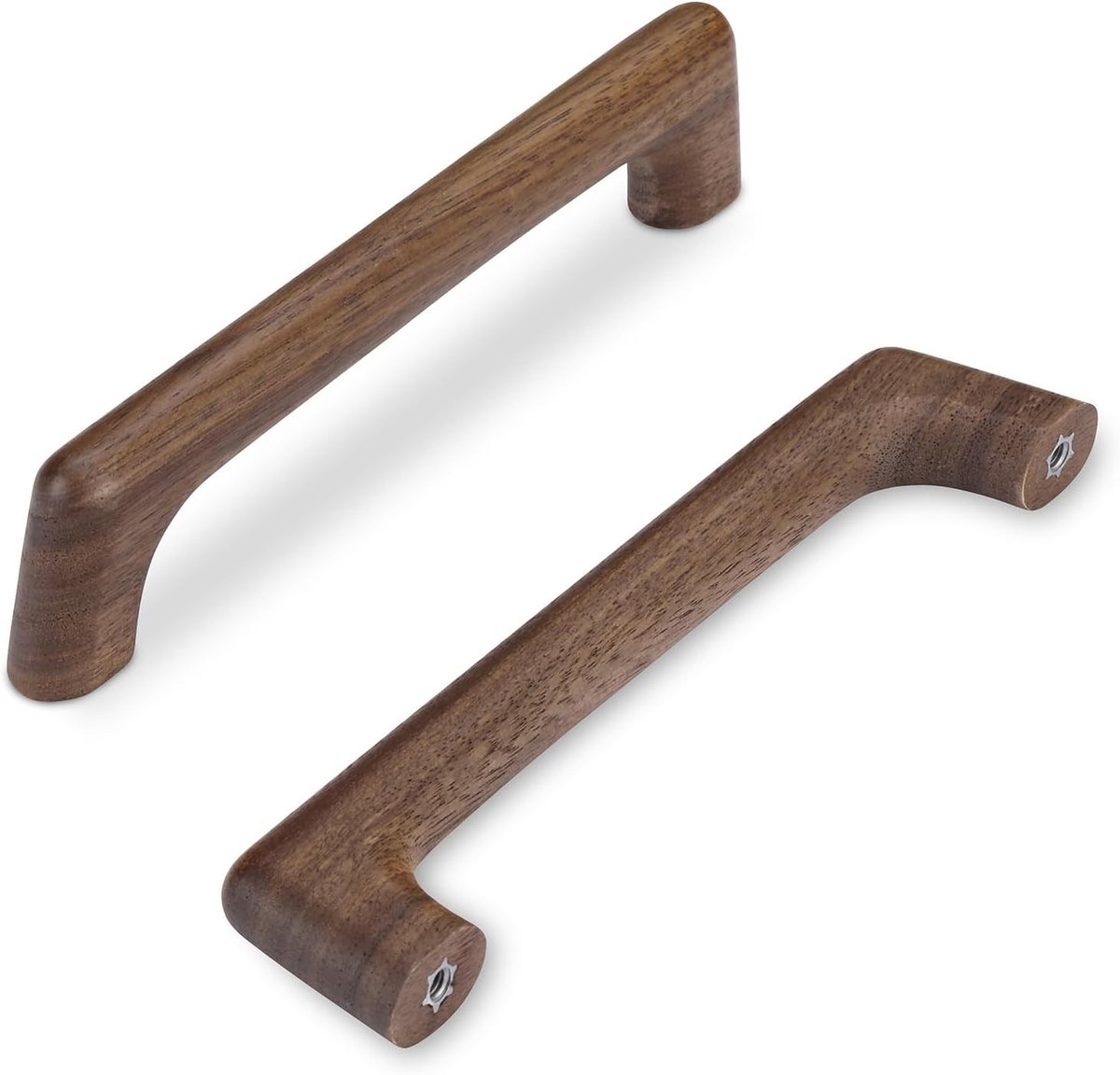 6 Stuks Houten Meubelgrepen, 96mm Boorgatafstand, Totale Lengte 115mm - Walnoot Hout, Duurzaam en Stijlvol