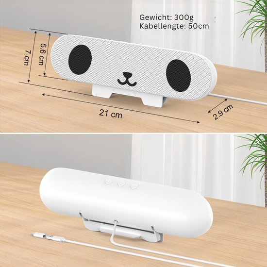 CRLYN® Soundbar PC - Speaker Computer - Plug & Play - Grijs van CRLYN — afbeelding 3