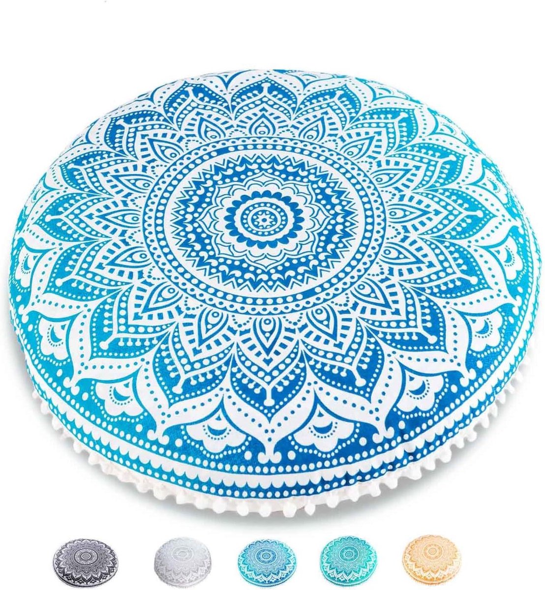 Vloerkussenhoes - Meditatie kussen - Bohemian decoratie - Handgemaakt design - 75 cm rond - Diverse kleuren