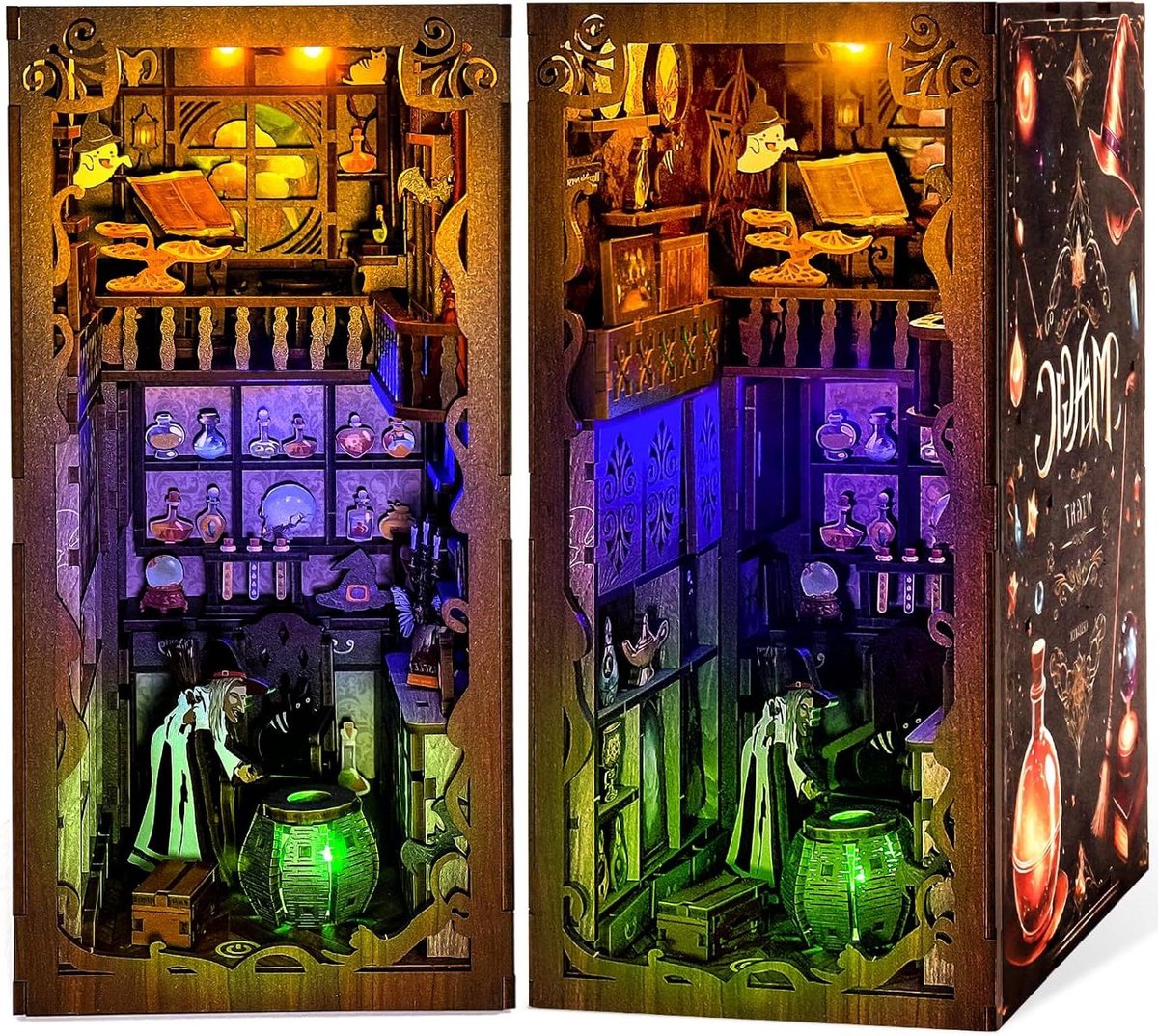 Miniatuur Huis Kit - Doe-het-zelf Ambachten - Boekenplank Decoratie - Met LED Licht - 23 cm Breed - Multicolor
