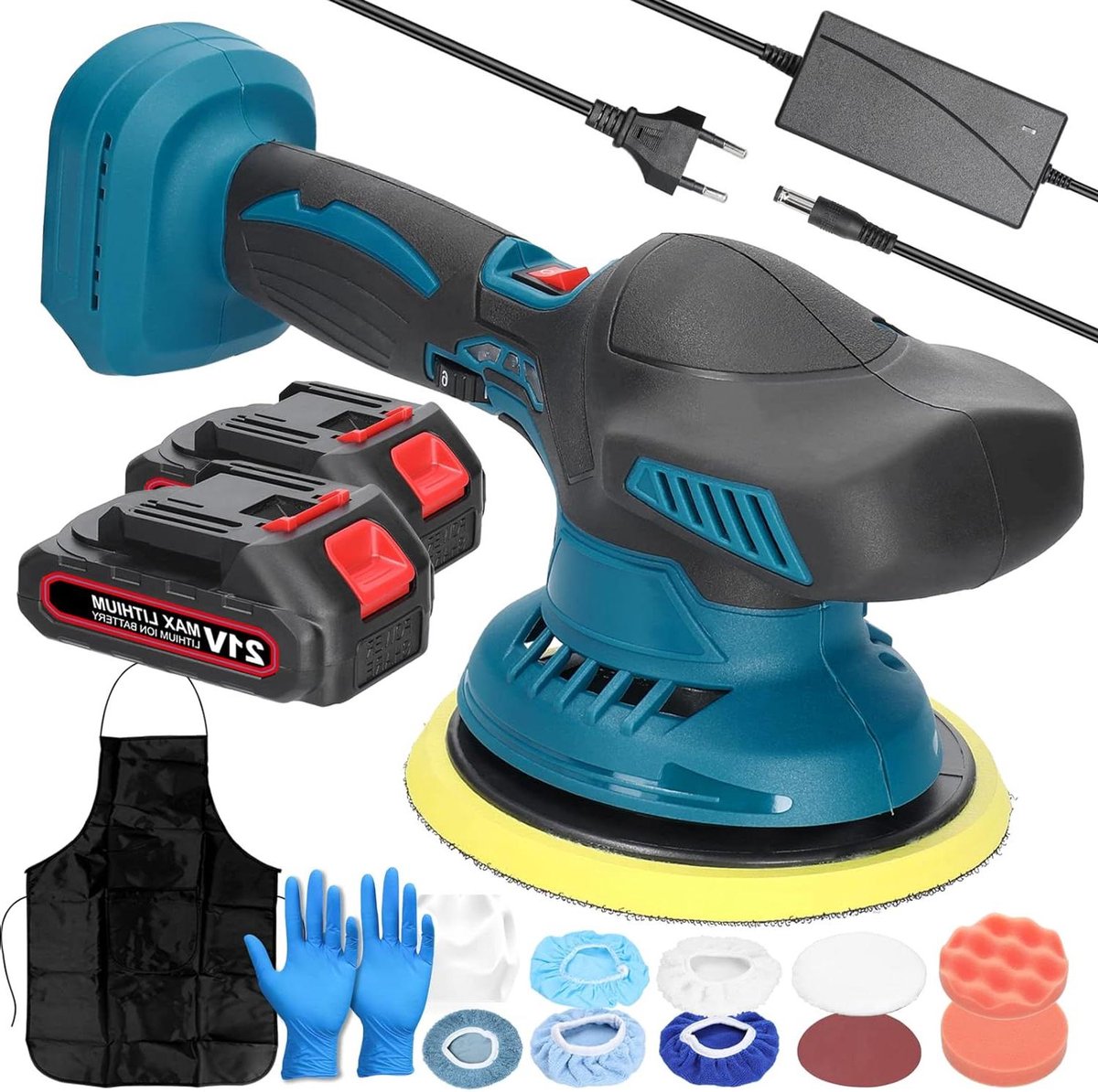 Draadloze Poetsmachine - Schuurmachine Polijstmachine - Auto Polijsten - 6 Snelheden Instelbaar - 2.36 kg - Grijs