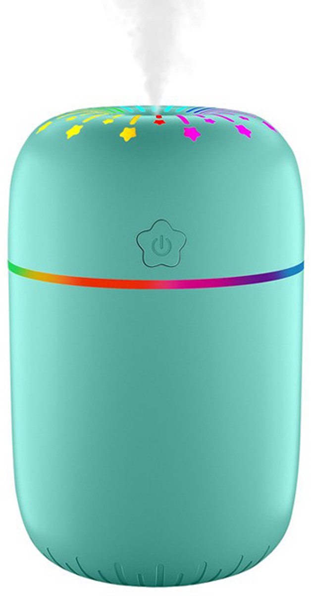 300 ml luchtbevochtiger, kleurrijke draagbare mini luchtbevochtiger met koele mist, kleine desktop luchtbevochtiger met koude mist voor auto, planten, kantoor, slaapkamer, enz. Automatische uitschakeling, 2 miststanden, stil
