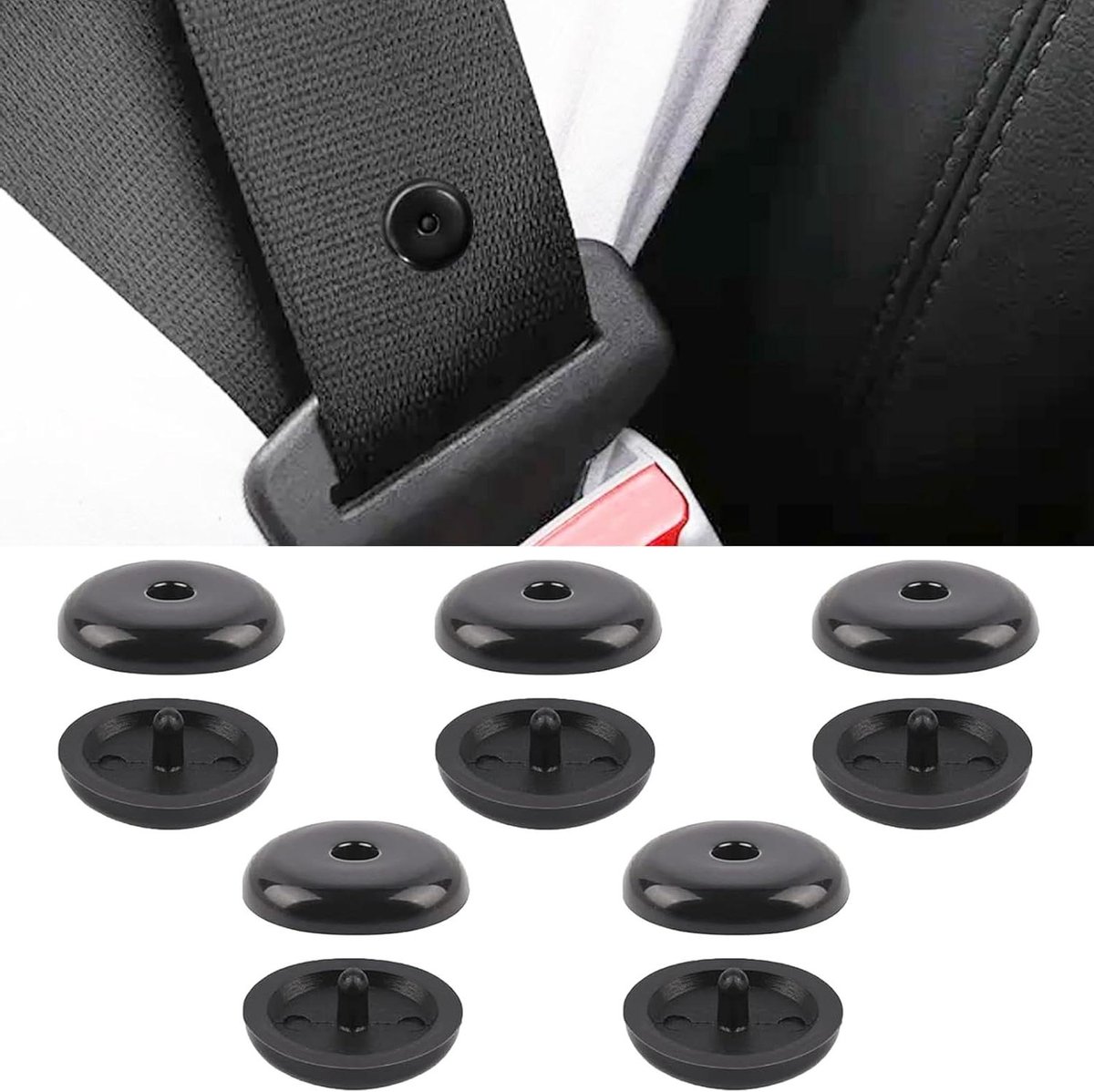 Veiligheidsgordel Stopknoppen - Gordel Clips Houders - Veiliger Rijden - Universele Afmetingen - 5 Paar - Zwart