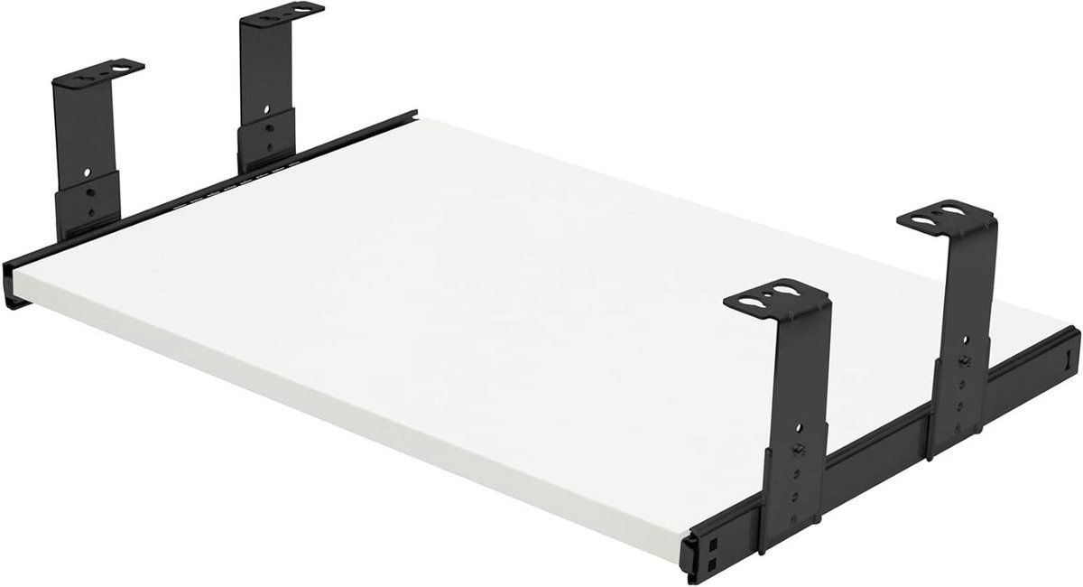 Toetsenbordlade met Rails - Uitschuifbare Plank Ladegeleiders - Ergonomisch Werken - Automatisch Vergrendelend - 400x390mm - Wit