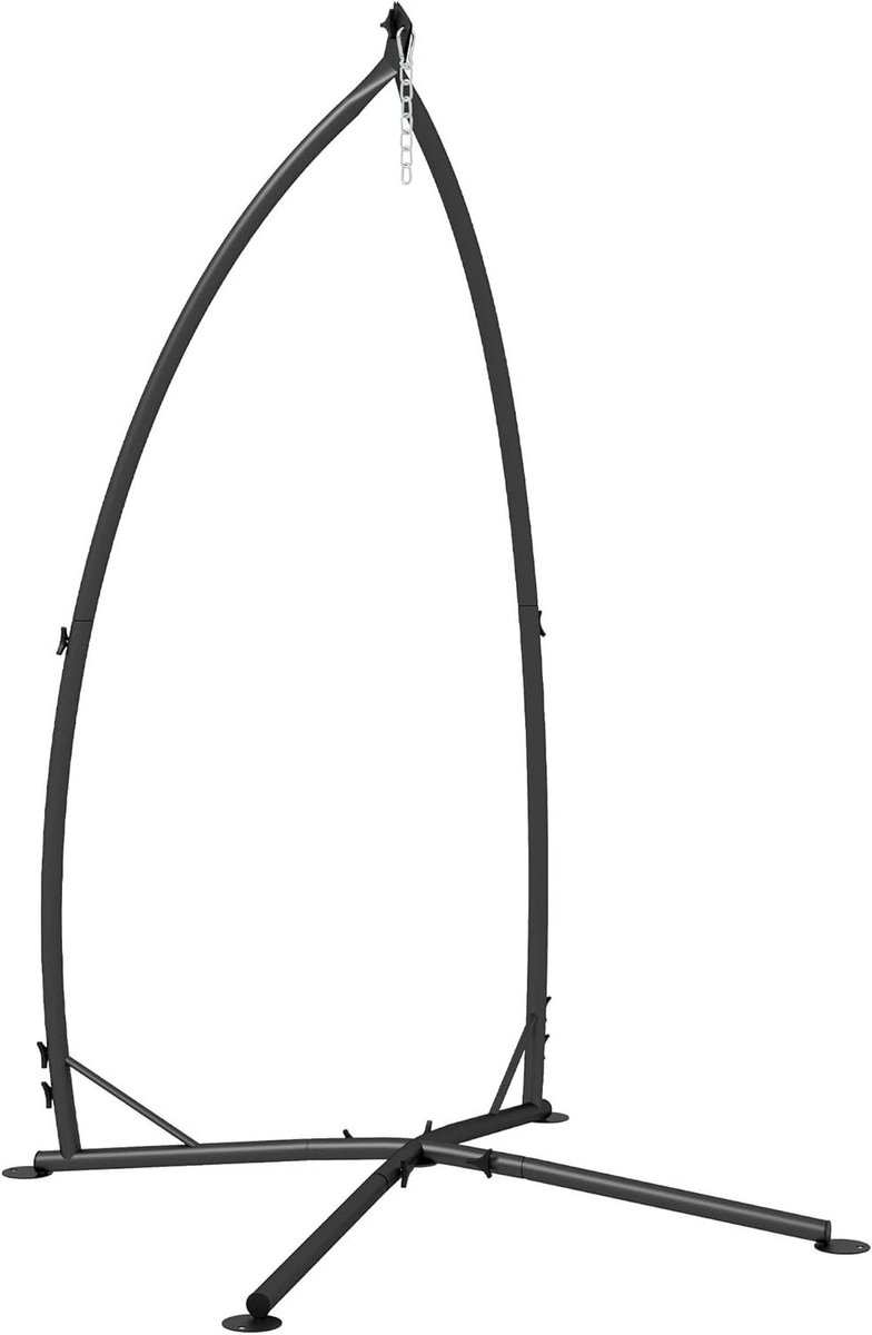 Hangstoel Standaard - Hangmat Houder - Ontspannen Buiten - Verstelbare Voetsteun - 110 x 110 x 215 cm - Zwart