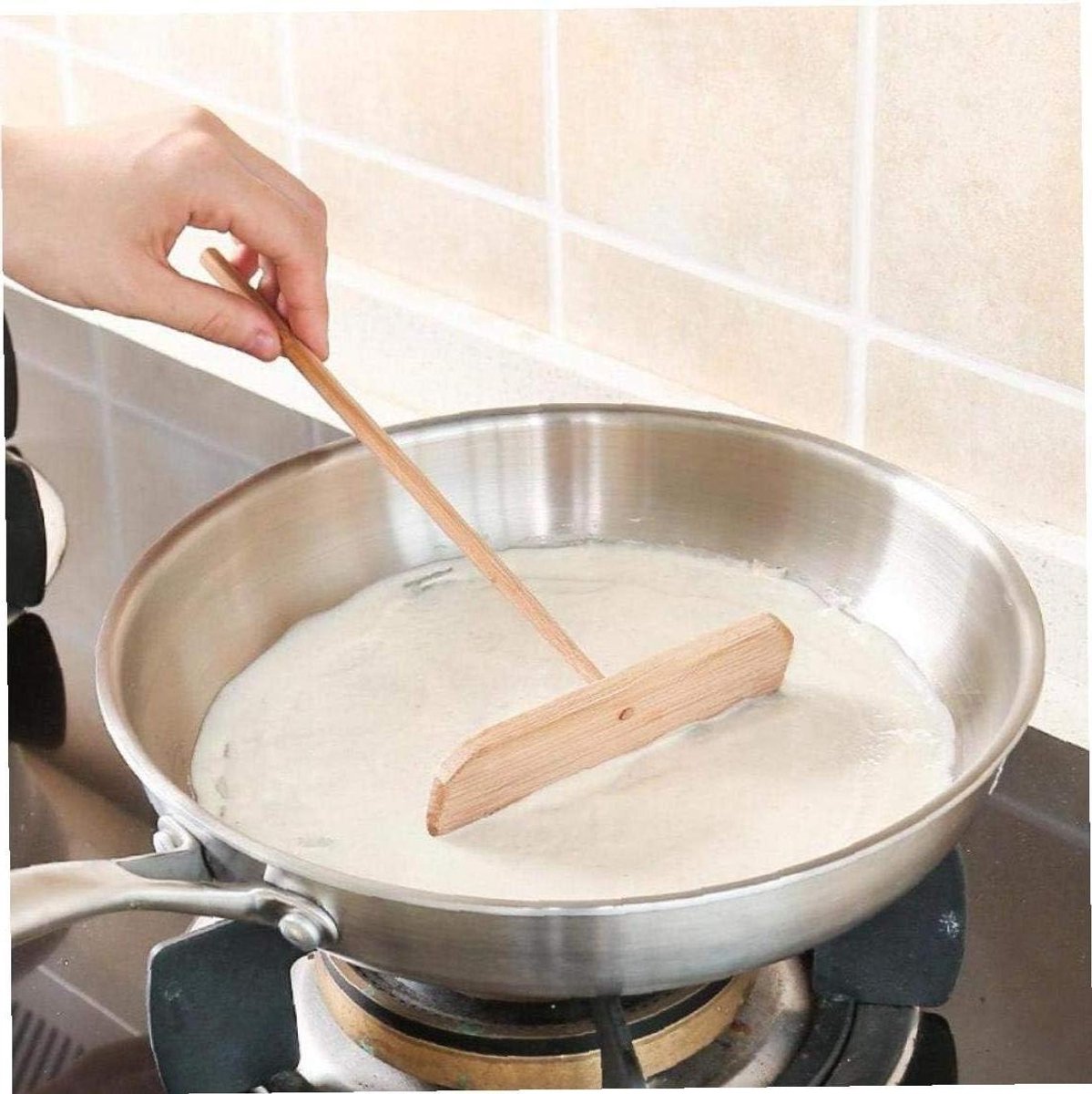 Crêpe Maker Spreader - Pannenkoek Beslag Spreader - Keuken Koken - T-vorm Ontwerp - 23.5 cm - Bruin