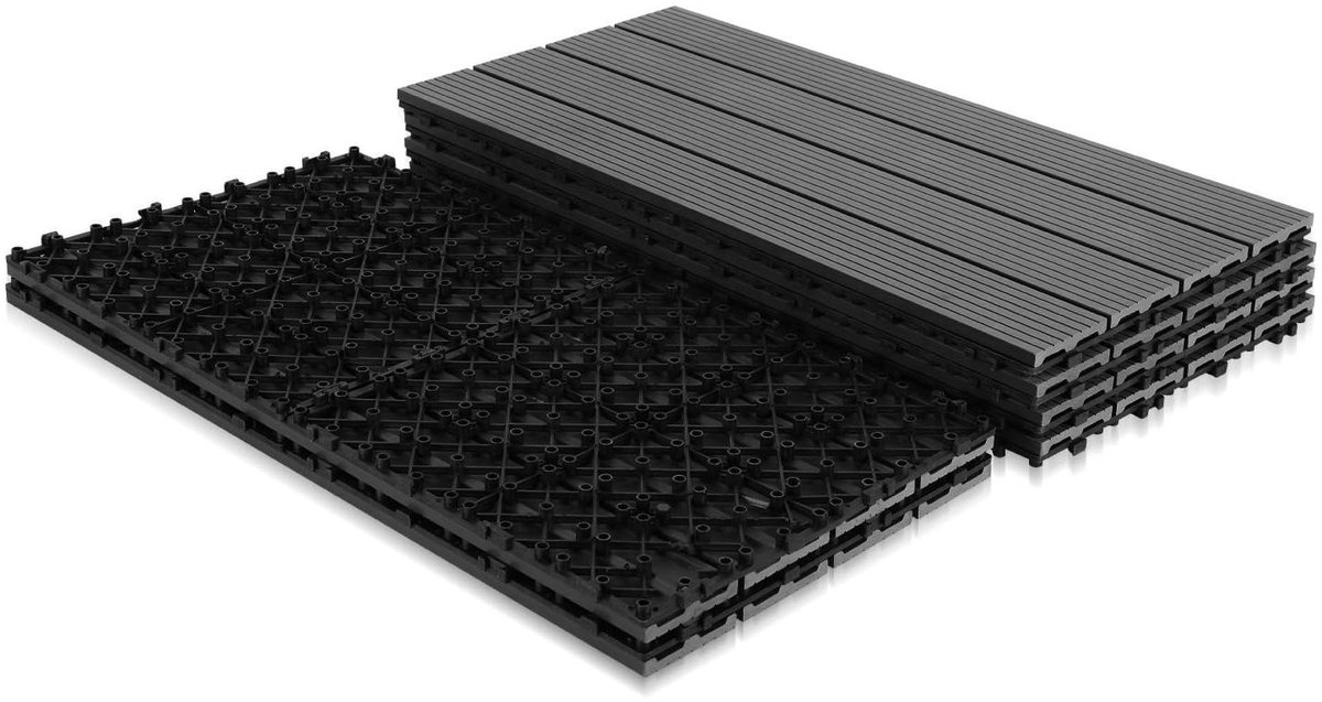 WPC Terrastegels - Houten Tegels Composiet - Buiten Verfraaien - Kliksysteem Zonder Gereedschap - 30 x 60 cm - Donkerbruin
