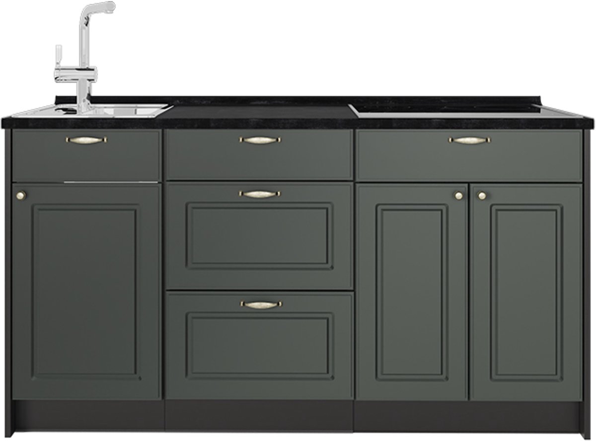 Vicco Keukenblok Fame-Line, Groen-Goud Landhuis, 150 cm zonder werkblad