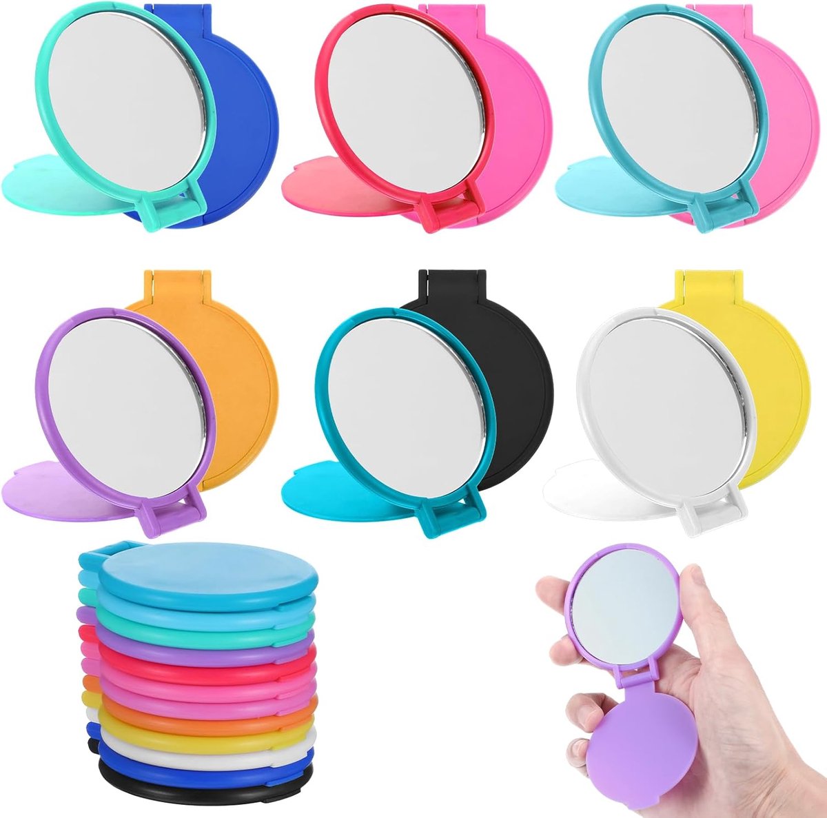 12 stuks mini vouwspiegel 6,1 cm Pocket Travel MirrorPortable Ronde Compacte Spiegels Vintage Kleine Make-up Spiegels voor Portemonnee Dagelijks Gebruik Feestartikelen Vrouwen Meisjes Geschenken