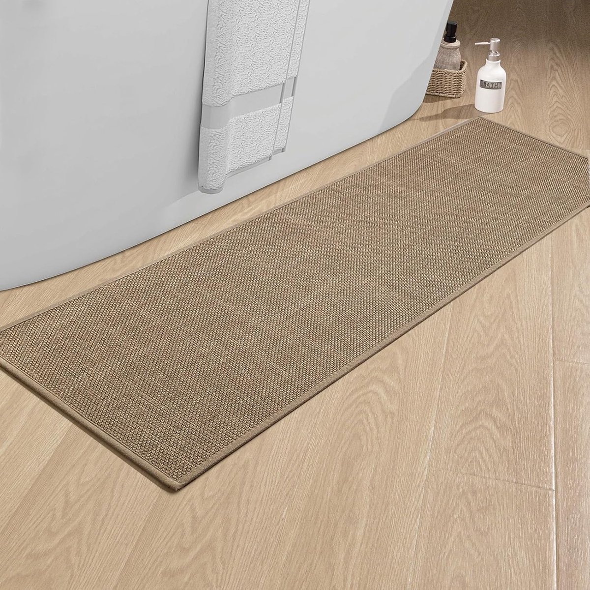 Badmat 43 x 120 cm antislip badematte met rubberen achterkant badmat antislip wasbaar badvoorlegger bad tapijt badkamer douchemat bruin