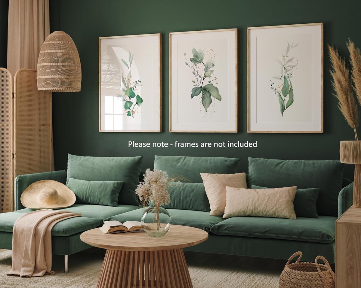 Prints wanddecoratie eucalyptusplant, set van 3 prints zonder lijst, tropische botanische wanddecoratie, botanische muurkunst, wanddecoratie woonkamer, groen goud (A3) — cadeau in Wonen & Interieur - foto 5