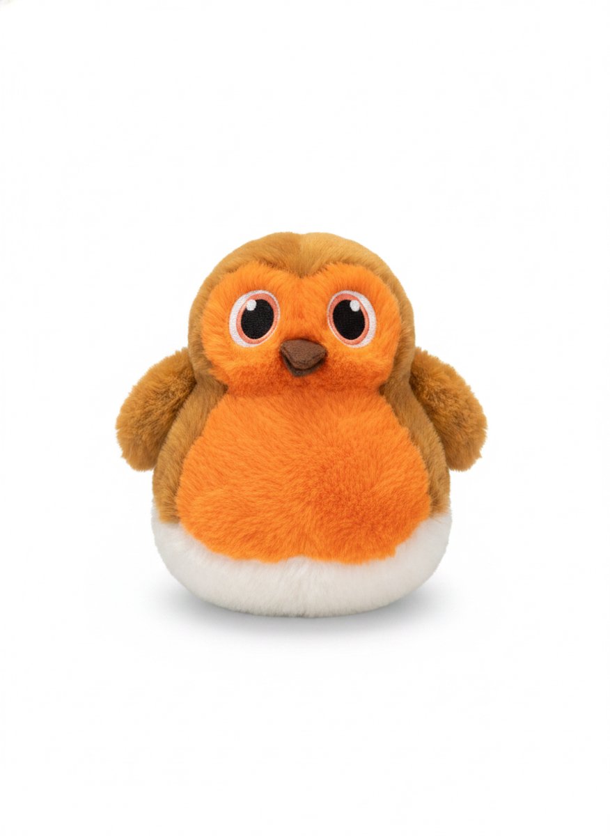 Hondenknuffel Roodborstje met Pieper voor Honden - Zacht Pluche Hondenspeelgoed - Ideaal voor Puppy en Kleine Honden - Duurzaam en Interactief Speelgoed om mee te Spelen en Apporteren - animalking Knuffel Vogel - Oranje