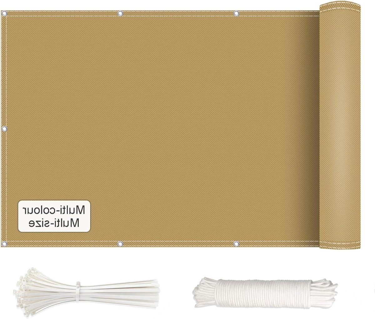Balkonbekleding - Balkonafdekking privacy - Privacy creëren - Waterafstotend polyester - 120 x 500 cm - Aards geel