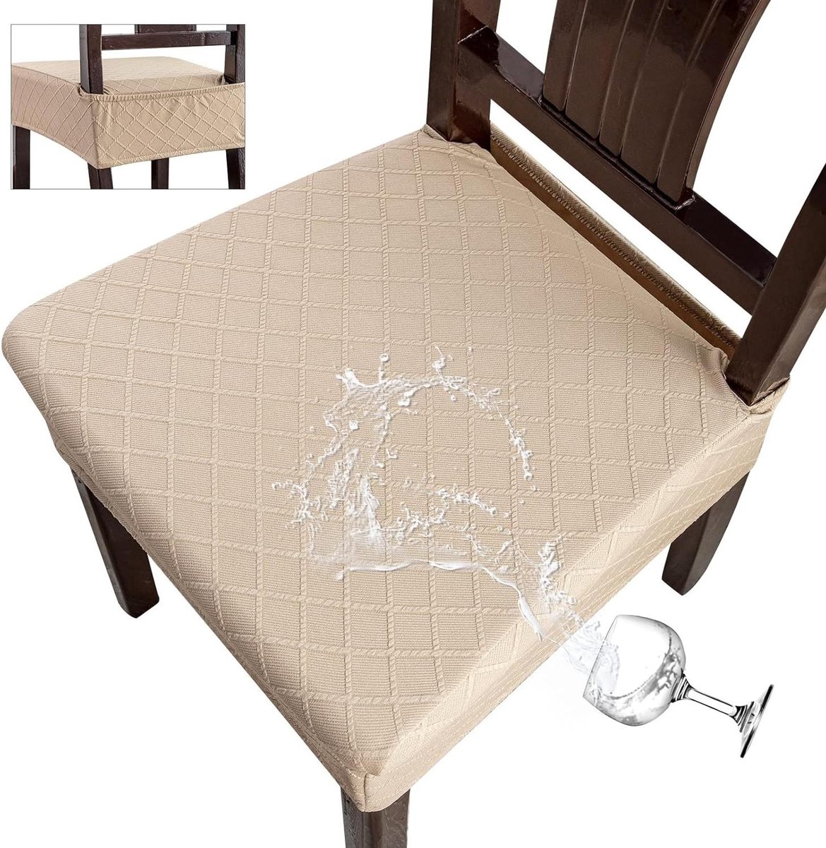 Stoelhoezen - Bankhoezen Stoelbeschermers - Eetkamer Inrichten - Waterdicht Jacquard Ontwerp - 16-20 inch zitvlak - Kaki