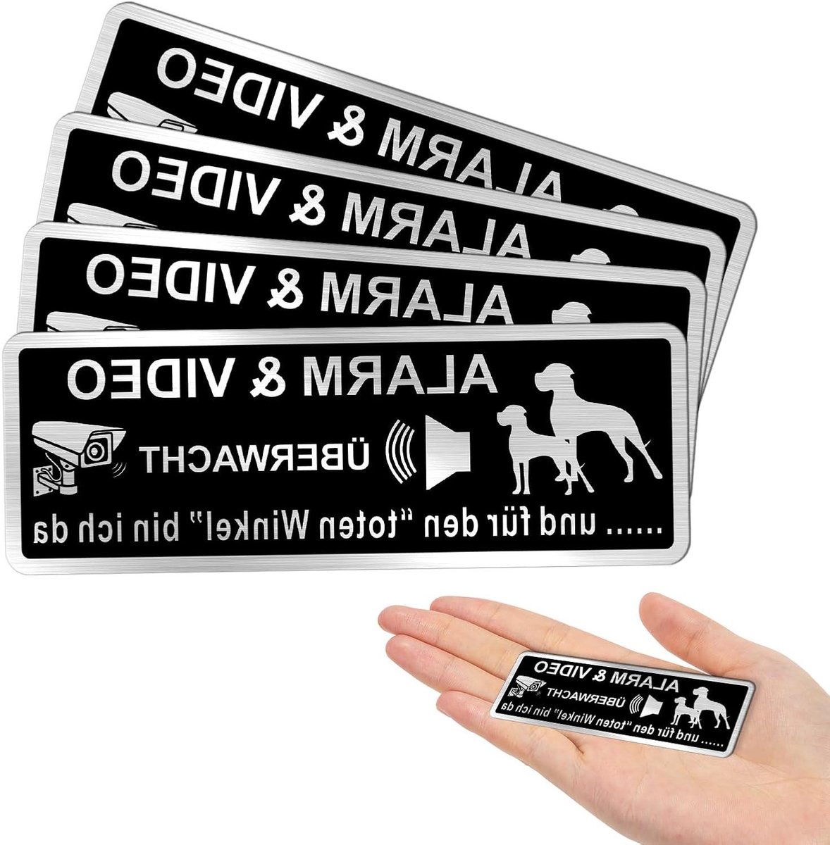 Waarschuwingsbord - Hond & Camera - Beveiliging Huis - Weerbestendig Aluminium - 85 x 30 mm - Zwart