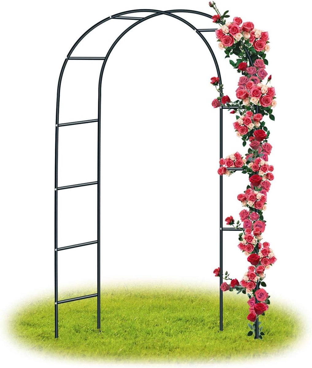 Rozenboog - Klimhulp Tuin - Planten Steunen - Roestvrij Staal - 240 cm Hoog - Zwart