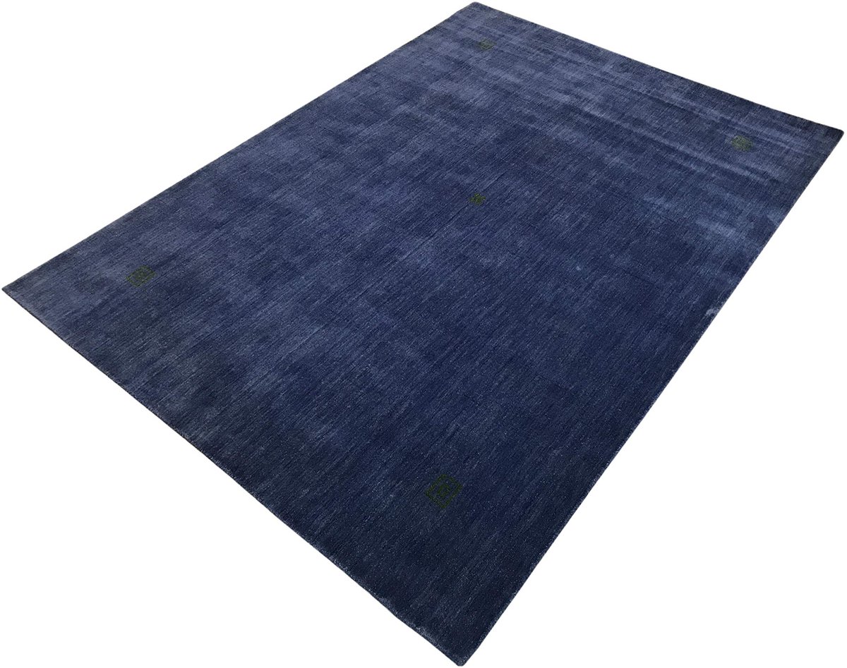 tapijt handgeweven Gabbeh Loom handgemaakt tapijt 100% wol Lori Buff Debbich (BLU, 170 x 240 cm)