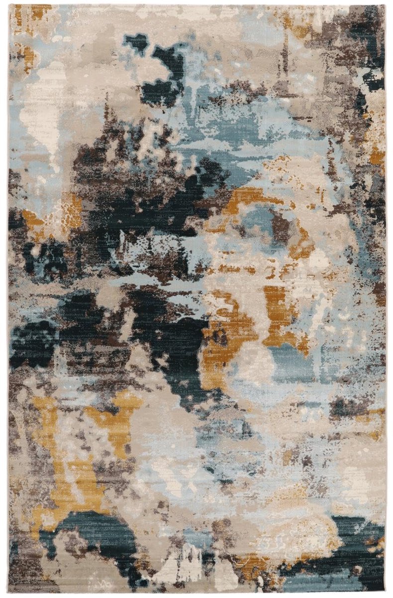 Vloerkleed, Vintage, 140 x 200 cm, Rechthoekig, Laagpolig, Woonkamer, Eetkamer, Slaapkamer, Alleen chemisch reinigen, oeko_tex_100, Beige/Donker Grijs