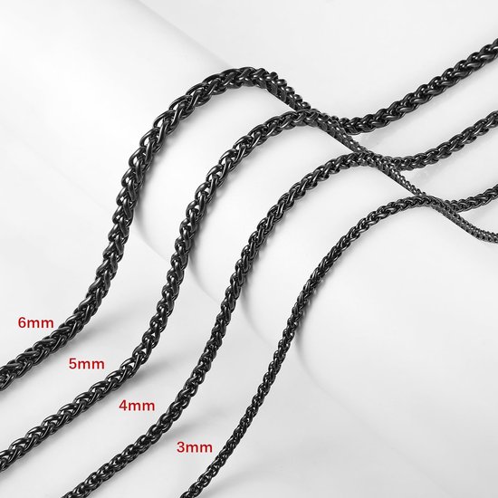 3,0 mm roestvrij stalen tarweketting halsketting voor heren en dames, klassieke coole schakelketting, sieraad, cadeau 40,6 - 76 cm — afbeelding 2