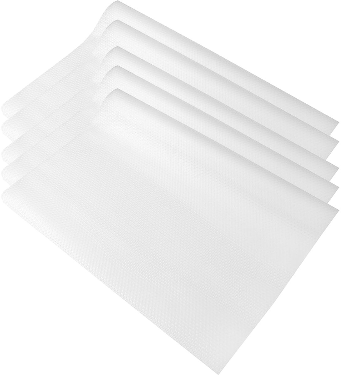 Set van 5 antislip keukenmatten, koelkastmat, lademat, keukenmat, geïsoleerd kussen, gemakkelijk te reinigen, kan op maat worden gesneden, wasbaar, 45 x 29 cm (transparant)