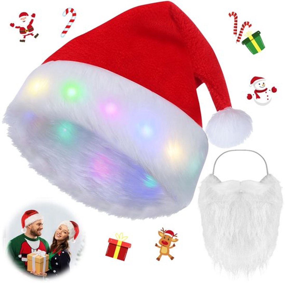 Onf3 - Kerstmuts - Pluche kerstmanmuts - Zacht en comfortabel - Rood