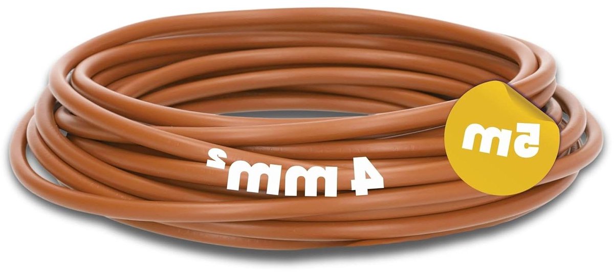Schakelkabel Flexibel - Installatiekabel Elektradraad - Schakelkasten Installeren - Fijndradige Koperen Kern - 5 meter 4 mm² - Bruin