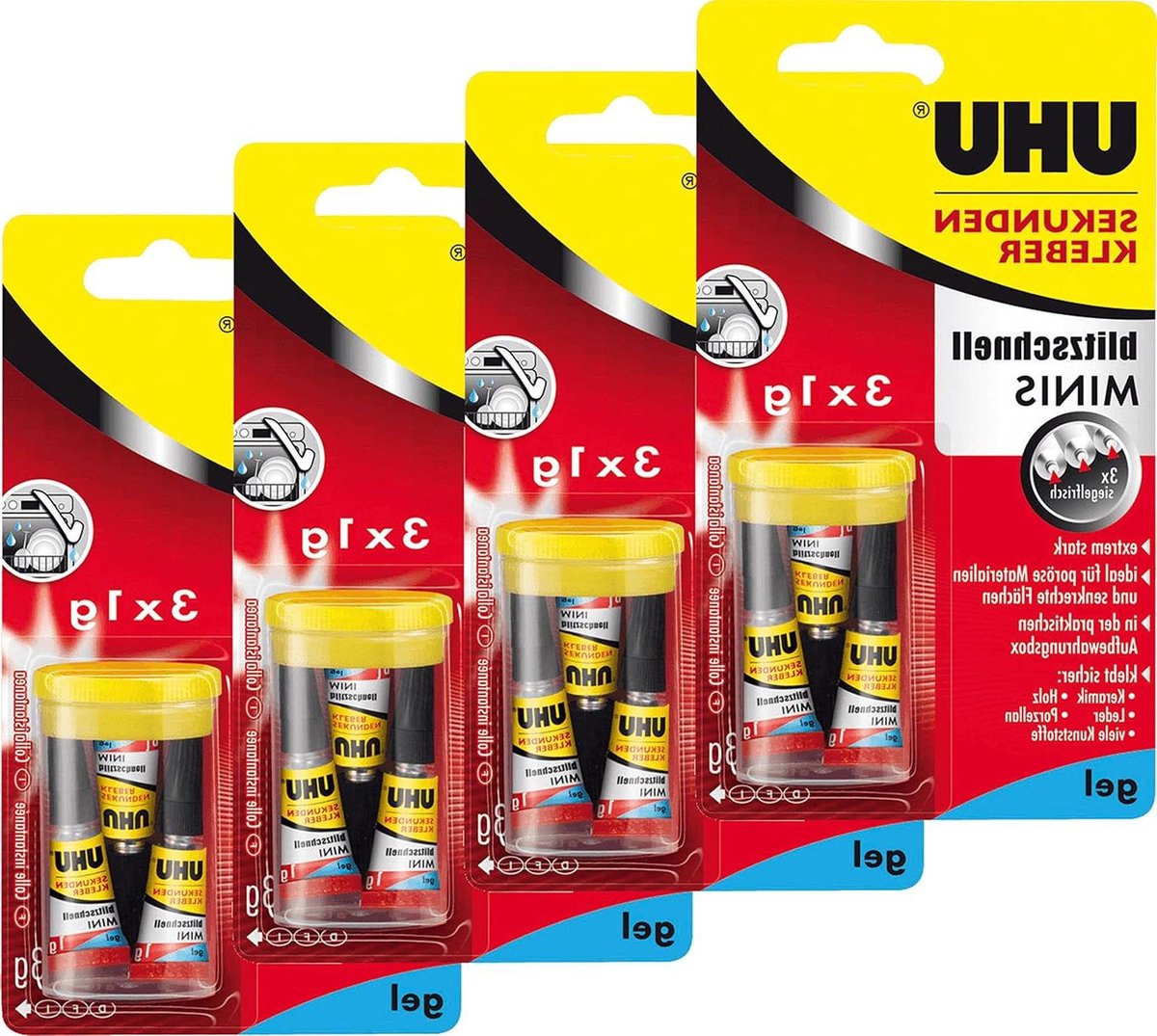 Super Bliksemlijm - Minilijm Secondelijm - Repareren en Knutselen - Vloeit in Kleine Hoeken - 3 x 1 g - Transparant