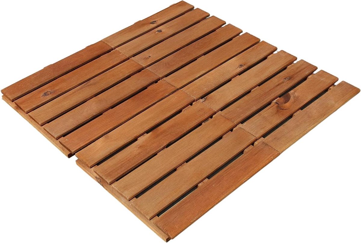 Houten Terrastegel - Houtenvloer Tuin - Terras Aanleggen - Overlappingssysteem - 50x50 cm - Bruin