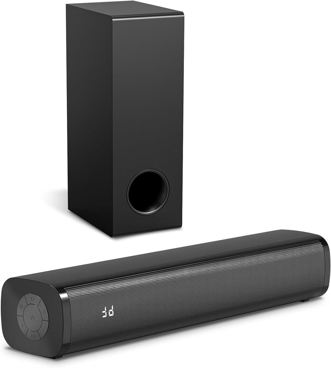 Soundbar met Subwoofer - Kleine TV Luidspreker - Thuisbioscoop Ervaring - RGB Ambient Licht - 16 Inch Ultra-Slim - Zwart